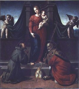 Aziz Francis ve Aziz Zenobius ile Madonna ve Çocuk by Francesco Granacci