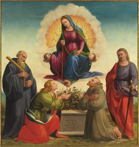 Aziz Benedict, Thomas, Francis ve Julian ile Madonna delle Cintola