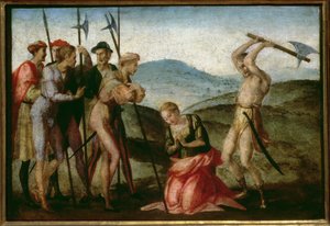 Bir kadın azizin şehitliği (panel) by Francesco Granacci