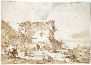 Yıkılmış Gotik Kemerli Bir Capriccio by Francesco Guardi