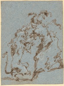 Aslanla Mücadele Eden Şık Giyimli Kadın by Francesco Guardi