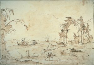 Lagünde Fırtınalı Capriccio by Francesco Guardi
