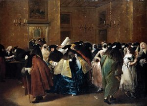 Venedik'teki Kumarhane (İndirgenmiş) - Guardi, Francesco (1712-1793) - Tuval üzerine yağlıboya - 77,5x107,5 - Özel Koleksiyon by Francesco Guardi