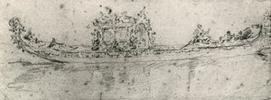 Büyükelçiler için ayrılmış gondol, Francesco Guardi (1712-1793), çizim. by Francesco Guardi