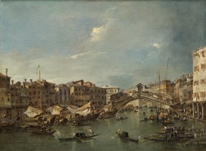 Rialto Köprüsü, Venedik ile Büyük Kanal by Francesco Guardi