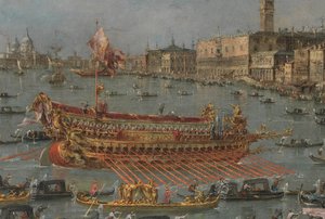 Venedik Bucintoro Festivali. Bucintoro ile Bacino di S. Marco, Doges State Barge, Yükseliş Gününde (detay), 1780-93 by Francesco Guardi