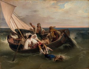 Yunan Firarilerle Tekne, 1834. by Francesco Hayez