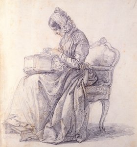 Karısının portresi, Francesco Hayez (1791-1882), çizim by Francesco Hayez