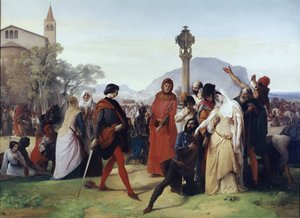 Sicilya Vespers: Paskalya Salı - Sicilyalılar tarafından Fransız katliamları, 31 Mart by Francesco Hayez