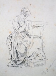 Karısının Portresi için Çalışma by Francesco Hayez