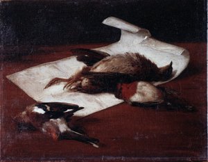 Ölü oyun Boyama Francesco Inganni (1793-1873) 1862 Dim 25,6x33.2 cm Genler, Modern Sanat Galerisi, env 184 by Francesco Inganni