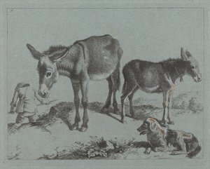 Tayı, Köpeği ve Köylü Adamıyla Eşek by Francesco Londonio