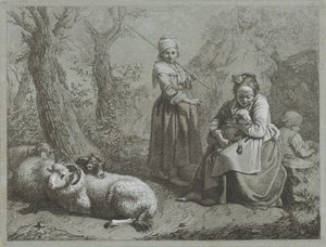 Koyun ile üç çoban Çoban sahneleri (dizi adı) by Francesco Londonio