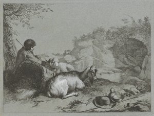 Koyun ve keçi ile çoban Çoban sahneleri (dizi adı) by Francesco Londonio
