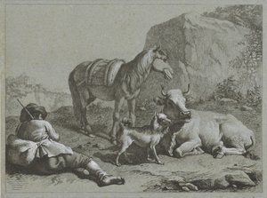 At, inek ve köpek ile yatan çoban Çoban sahneleri (dizi adı) by Francesco Londonio