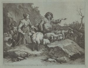 Çuvallı Köylü Adam ve İki Çoban by Francesco Londonio