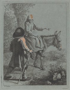 Eşeğin Üzerinde Oturan Köylü Kadın ve Köylü Adam by Francesco Londonio
