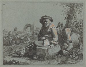 Oturan Yaşlı Adam. by Francesco Londonio