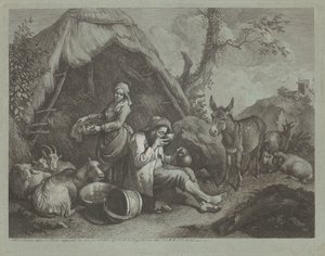 Yumurta Sepeti Oturan Yaşlı Adam ve Kadın by Francesco Londonio