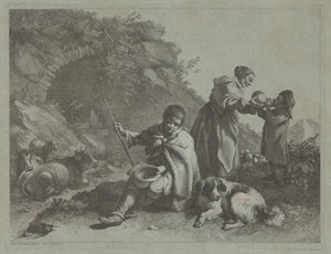 Oturan Çoban Oğlan ve Bir Çocuğa İçecek Veren Kadın, 17591782. by Francesco Londonio