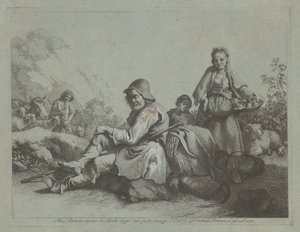 Oturan Çoban ve Sepetli Köylü Kadın, 17591782. by Francesco Londonio