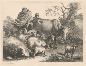 Pelerinli Çoban Sürüsü Sürerken by Francesco Londonio