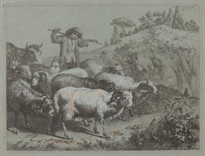 sürüsü ile çoban by Francesco Londonio