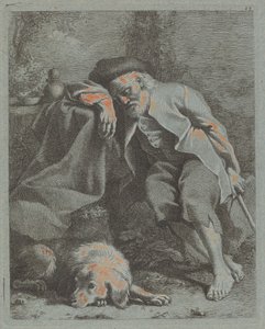 Köpekle Uyuyan Yaşlı Adam