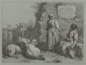 Konuşan İki Kız: Bir Ayakta Dönen, 1764. by Francesco Londonio