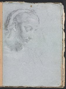 Verona Sketchbook: Bir kadının baş ve omuzları, sayfa 61, 1760. by Francesco Lorenzi
