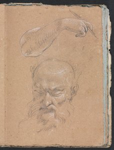 Verona Sketchbook: Sakallı bir adamın başı ve sağ kol ve el sayfası 59, 1760. by Francesco Lorenzi