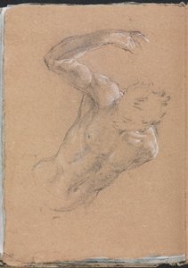 Verona Sketchbook: Sağ kolu yukarı kaldırılmış çıplak erkek (sayfa 32) by Francesco Lorenzi