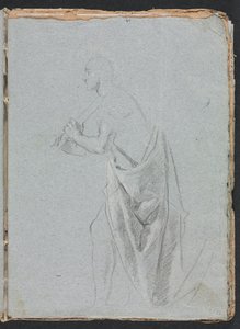 Verona Sketchbook: Perdeli ayakta duran erkek sayfa 19, 1760. by Francesco Lorenzi