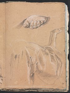 Verona Sketchbook: Sağ kol ile bir sol ayak ve perdelik etüdü çalışması sayfa 79, 1760. by Francesco Lorenzi