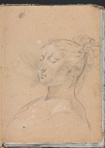 Verona Sketchbook: Gözleri kapalı kadın, sayfa 15, 1760. by Francesco Lorenzi