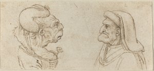 İki Grotesk Kafa by Francesco Melzi after Leonardo da Vinci