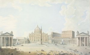 St. Peters, Bazilika ve Piazza (kazınmış anahat üzerinde wc)