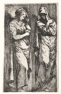 İki Romalı Kadın. by Francesco Primaticcio