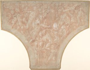 Vulcan Aşk Tanrısının Dartlarını Dövme, 1552-56. by Francesco Primaticcio