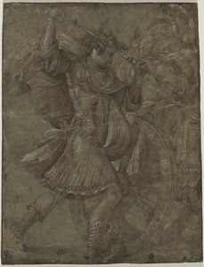 Bir Arabanın Yanında Zırhlı Adam, c. 1550. by Francesco de Rossi Salviati Cecchino