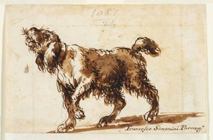 Köpek uluması (rekto), yaklaşık 1700-50 (siyah tebeşir, kalem ve kahverengi mürekkep, kahverengi yıkama, kağıt üzerine grafit)