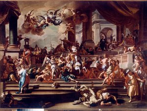 Heliodore (Heliodoros) Meleklerin Tapınağını Avlaması Francesco Solimena dit l