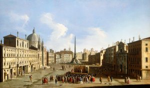 Piazza Navona, Roma, bir Commedia dell "Arte Performance,