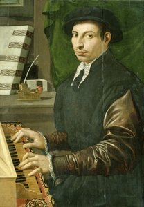 Bakire oynayan bir adamın portresi by Francesco Traballesi