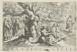 Siena Haritası (sol üst kısım) Senavetus civitas virginis (nesnedeki başlık)