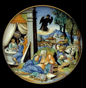 Düşük bacak kesimi: Kader alegorisi. Fayans. Francesco Avelli Xanto tarafından yapılmıştır (1530/1540 civarında aktiftir)