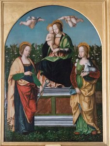 Madonna ve Çocuk, Aziz Agatha ve Aziz Agnes by Francesco Zaganelli di Bosio