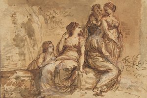 Bir Manzarada Beş Genç Kadın, 1702-88. by Francesco Zuccarelli