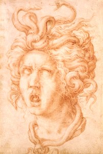 Medusa (kirli beyaz kağıt üzerine kırmızı tebeşir) by Francesco de Rossi Salviati Cecchino