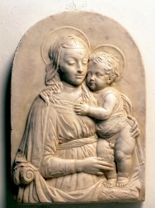 Çocukla Bakire. mermer alçak kabartma by Francesco di Simone da Fiesole Ferrucci